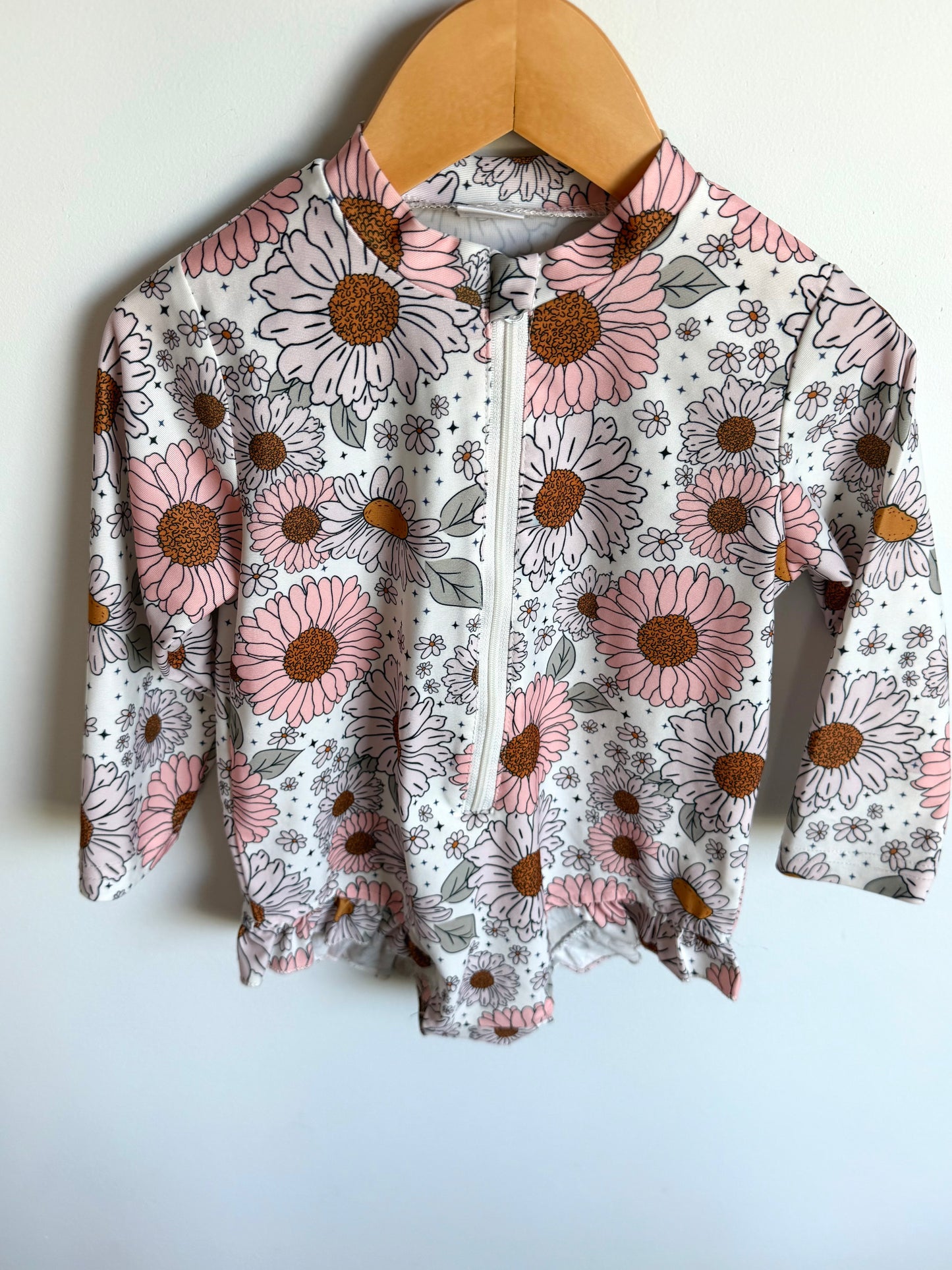 Floral Long Sleeve Swimsuit / 3-4T