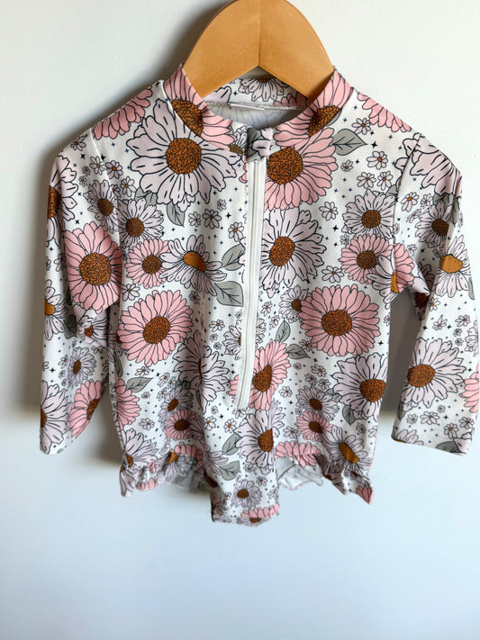 Floral Long Sleeve Swimsuit / 3-4T