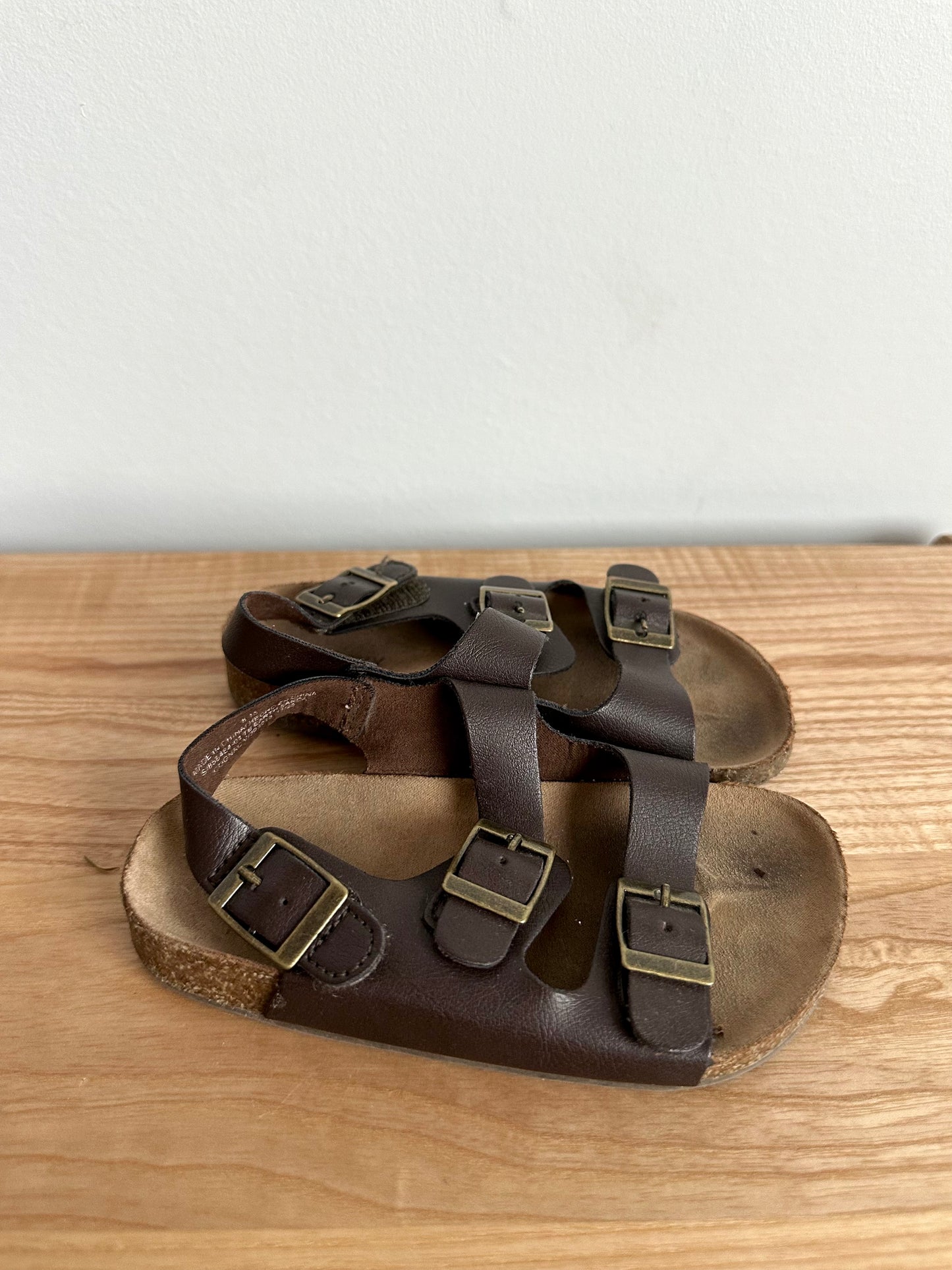 Faux Leather Dark Brown Sandals / Size 8 Toddler