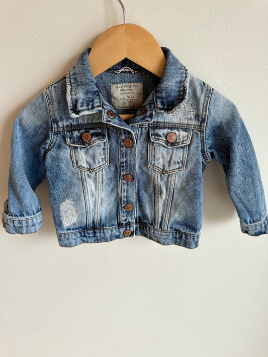 Zara Denim Distressed Jacket / 9-12m