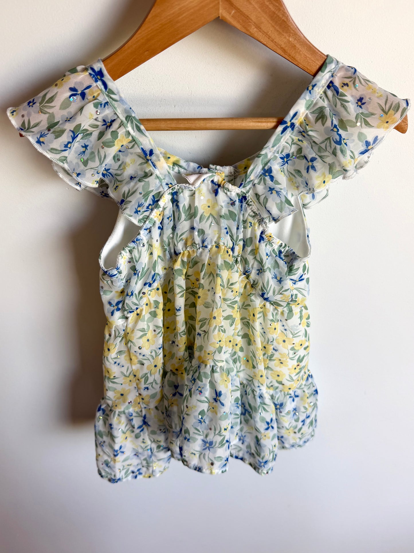 Floral Sparkly Button Top / 4T