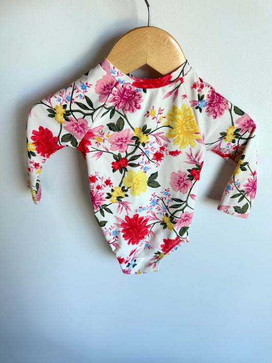 White Floral Swimsuit / 6-12m