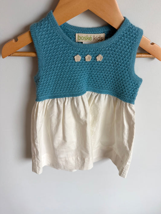 Boske Kids Blue Knit Alpaca Dress / 6-12m