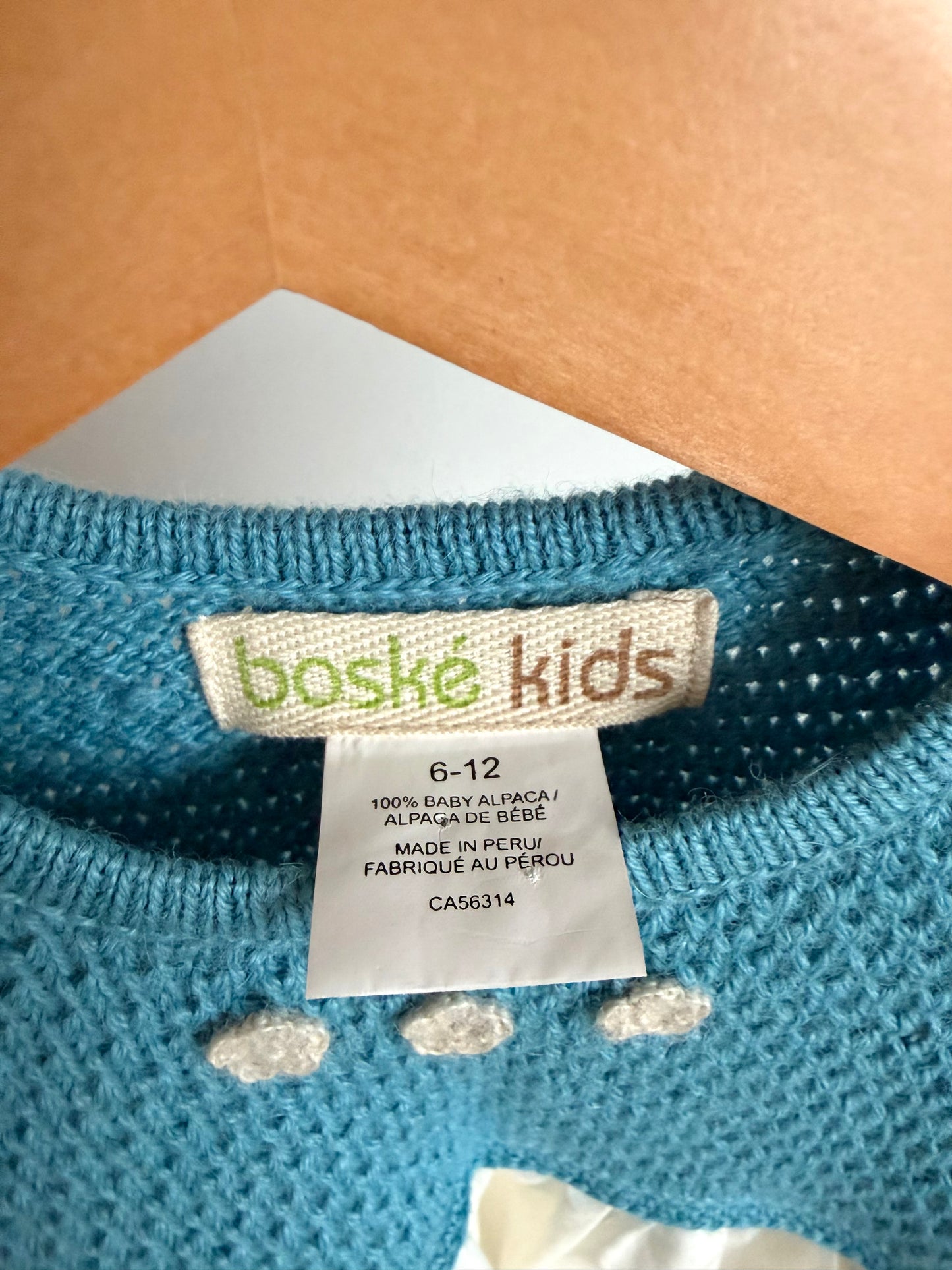 Boske Kids Blue Knit Alpaca Dress / 6-12m