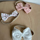 Nylon Bow 3 Headbands (Pink, Lace, Floral) / 0-6m