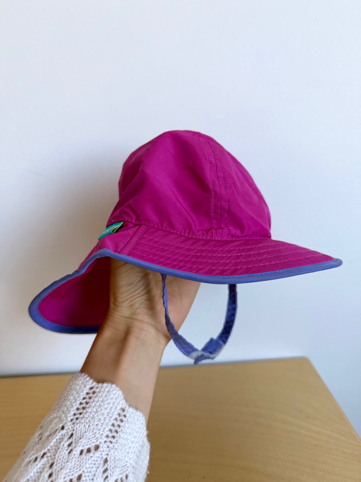 Pink with Purple Trim Sun Hat / 0-6m