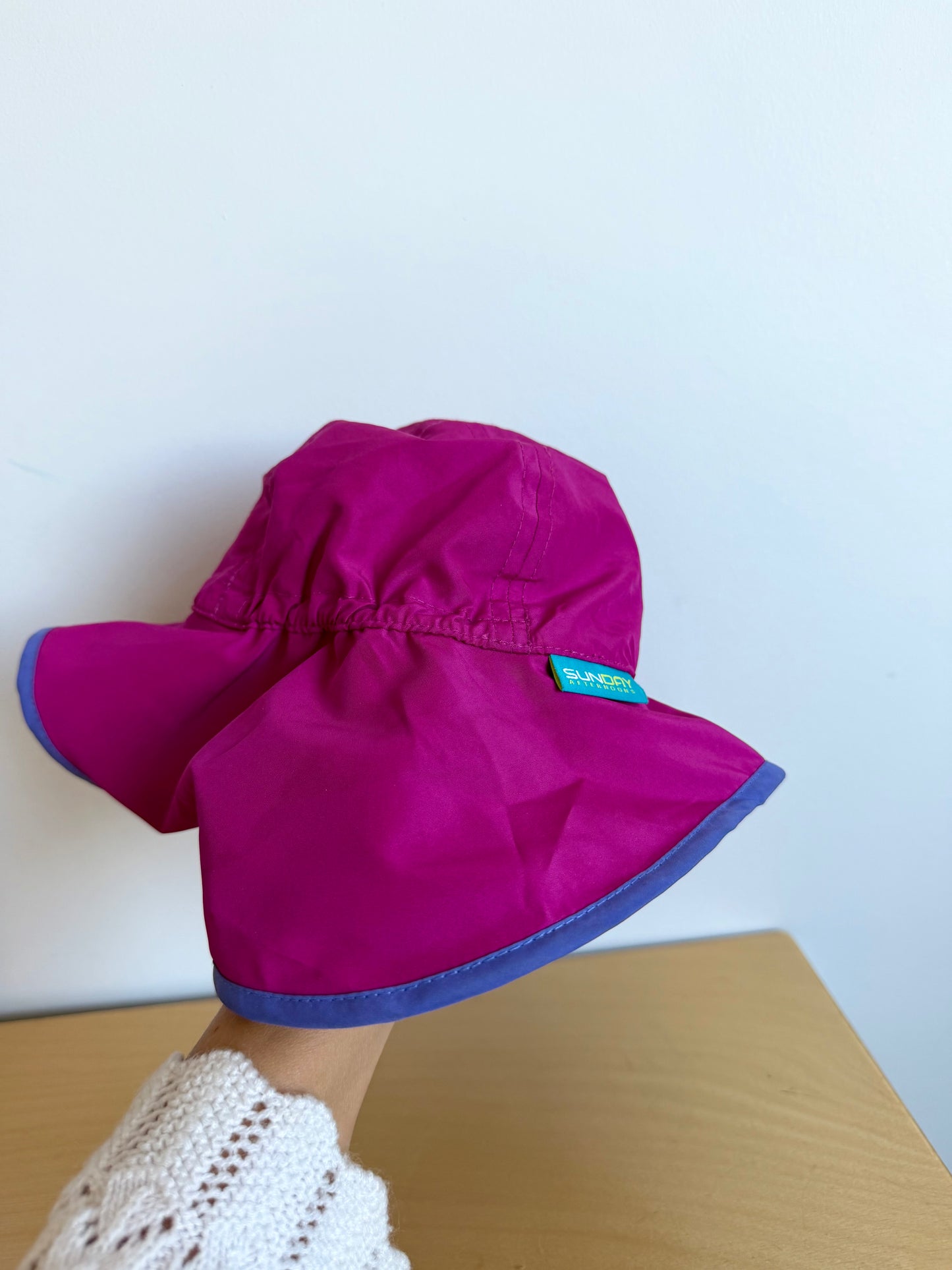 Pink with Purple Trim Sun Hat / 0-6m