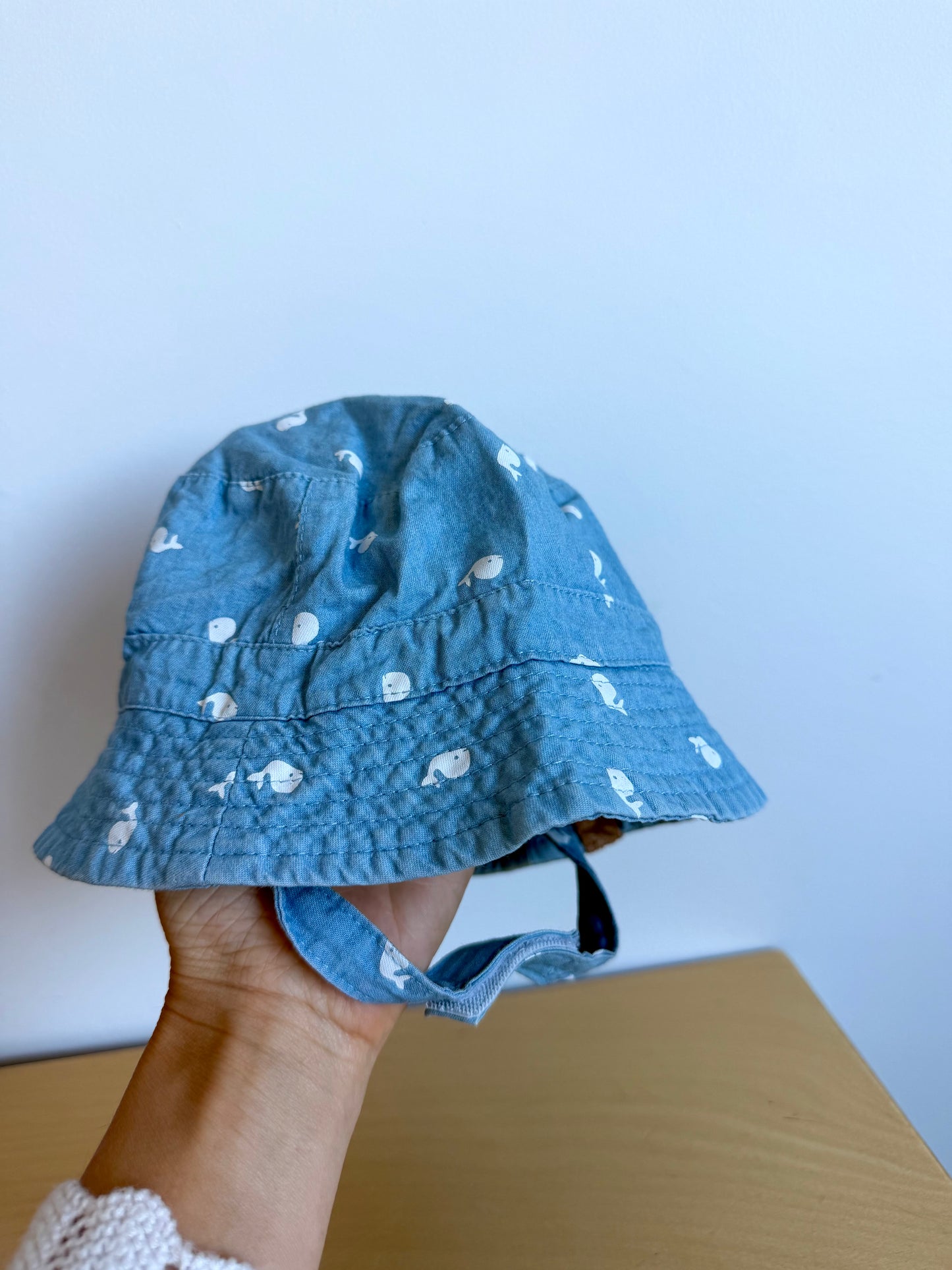 Whale Chambray Sun Hat / 3-6m?
