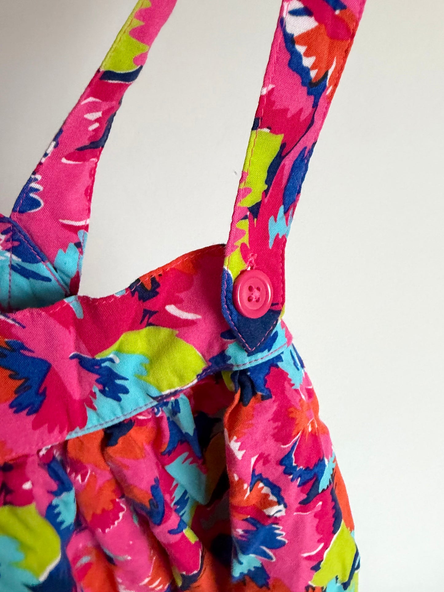 Bright Floral Shorts with Removable Suspenders / 6-9m