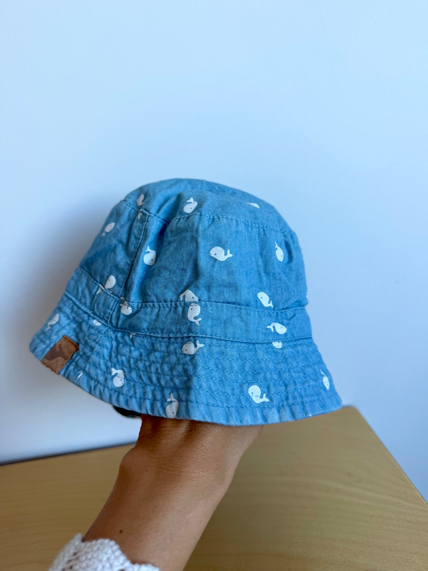 Whale Chambray Sun Hat / 3-6m?