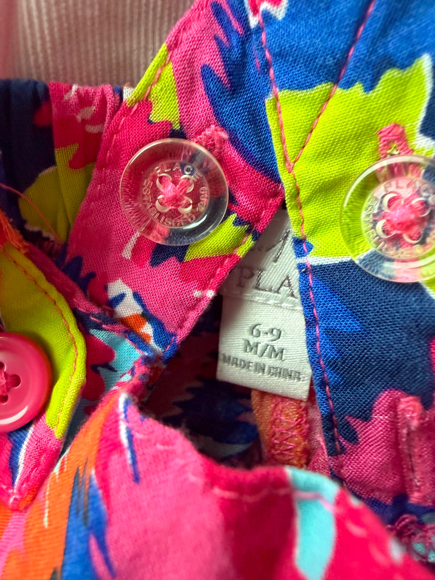 Bright Floral Shorts with Removable Suspenders / 6-9m