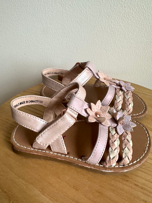 Pink Floral Sandals / Toddler size 7