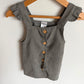 Grey Knit Ruffle Sleeve Dress with Buttons / 6-9m