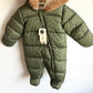 Hooded Olive Bunting Suit (With Tags) / 0-3m