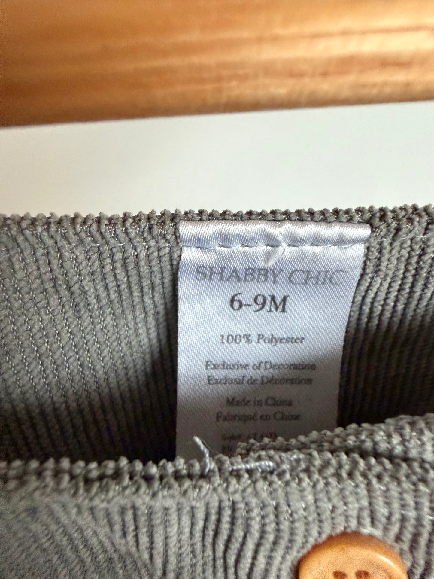 Grey Knit Ruffle Sleeve Dress with Buttons / 6-9m