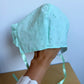Giggle Gear Eyelet Mint Bonnet / 3-9m?