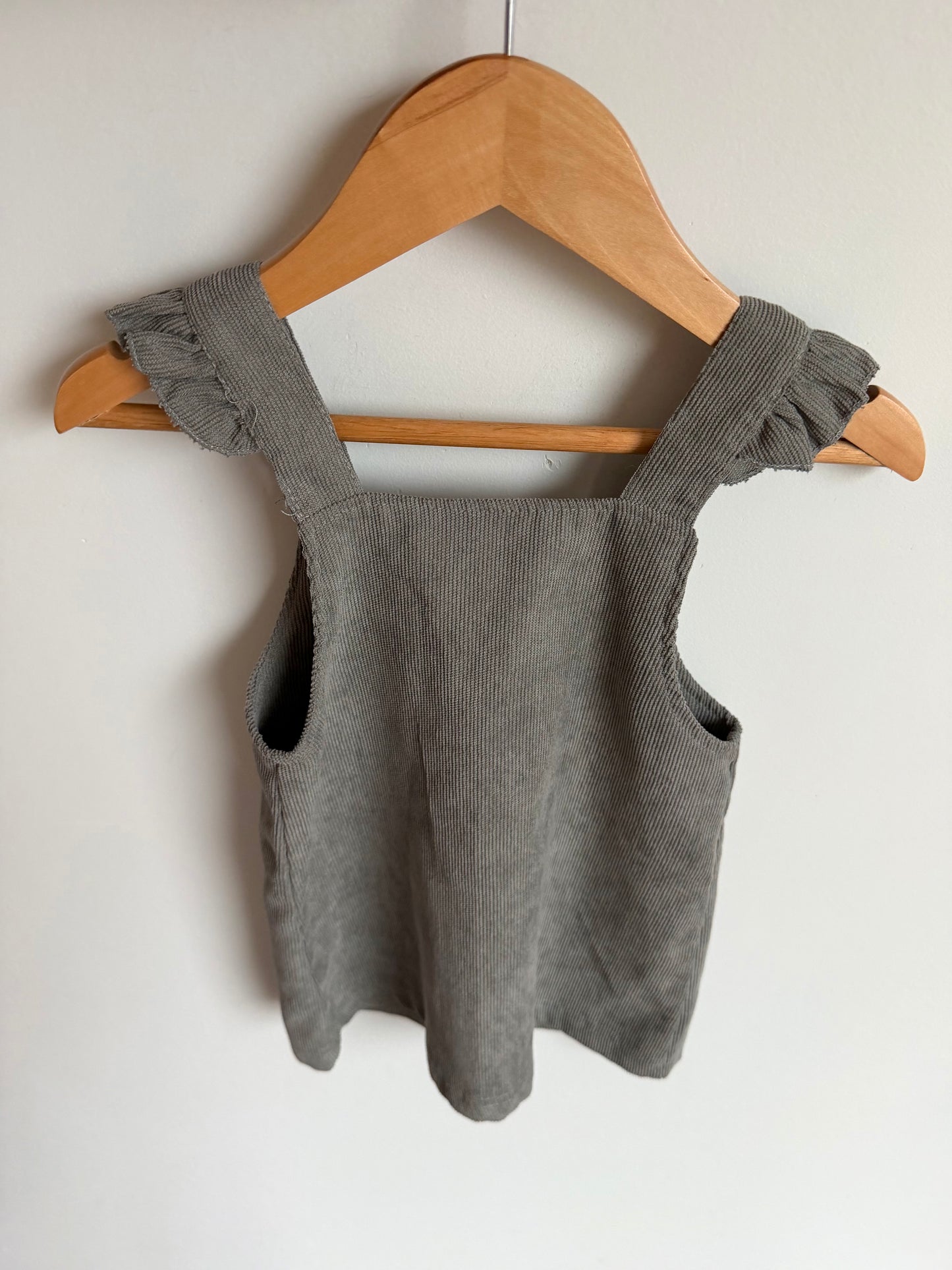 Grey Knit Ruffle Sleeve Dress with Buttons / 6-9m