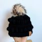 Pom Pom Black Toque / 6-12m?