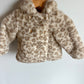 Fuzzy Tan Animal Print Hood Jacket / 6-9m