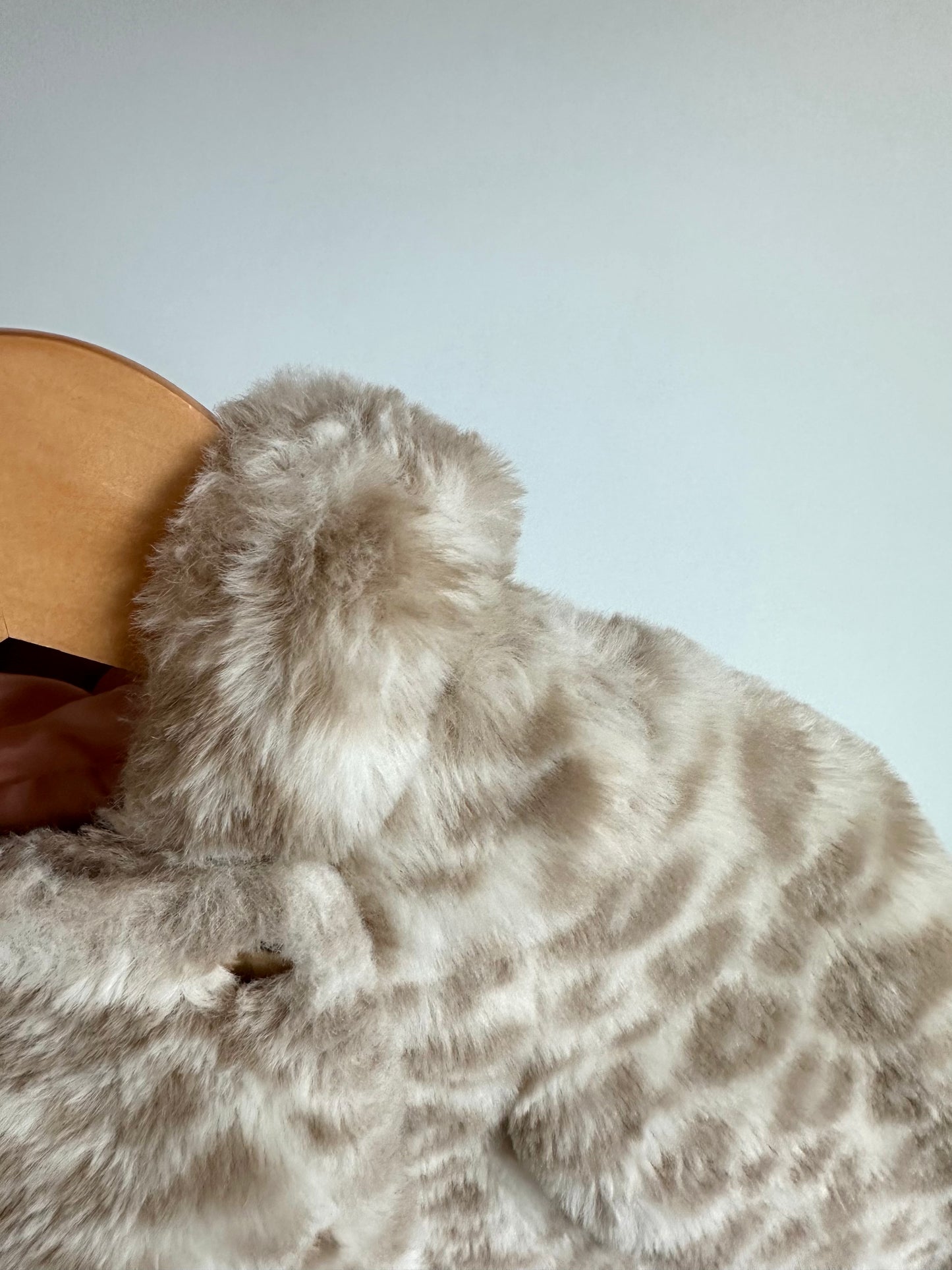 Fuzzy Tan Animal Print Hood Jacket / 6-9m