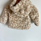 Fuzzy Tan Animal Print Hood Jacket / 6-9m