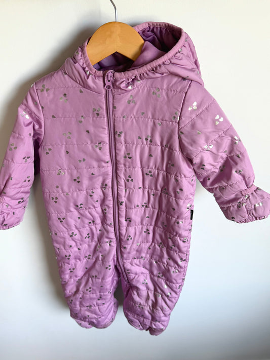 Purple + Silver Heart Bunting Suit / 18-24m
