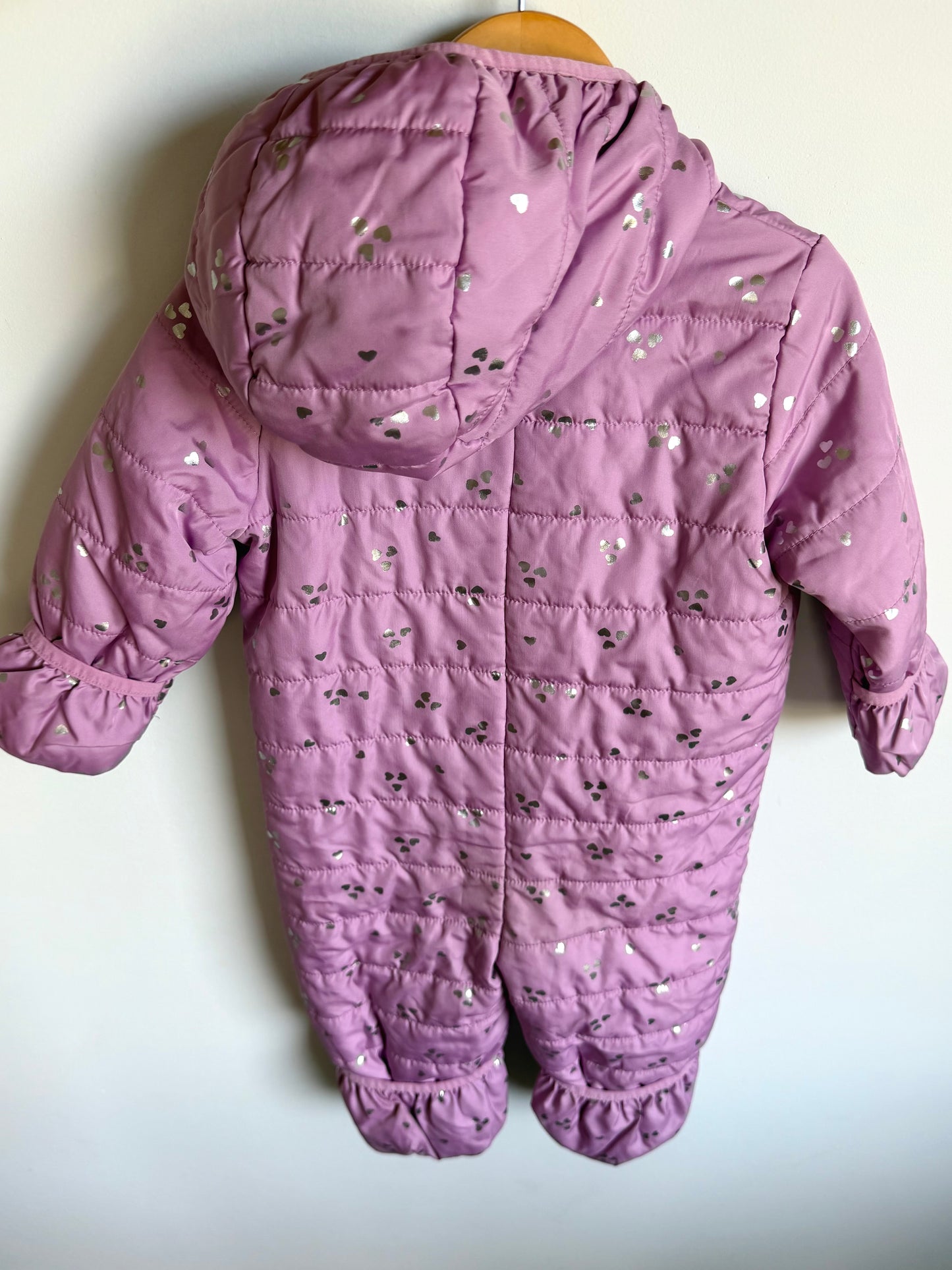 Purple + Silver Heart Bunting Suit / 18-24m