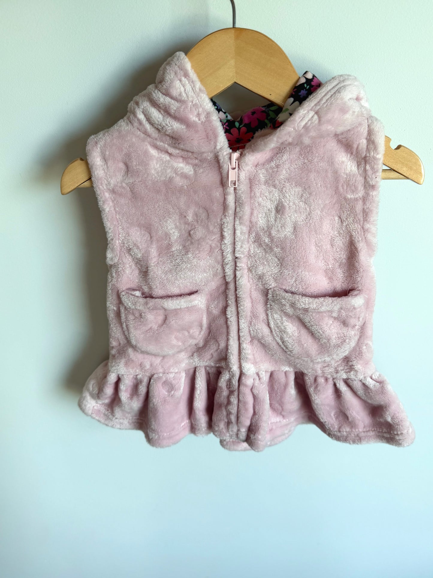 Pink Fuzzy Hooded Vest / 2T
