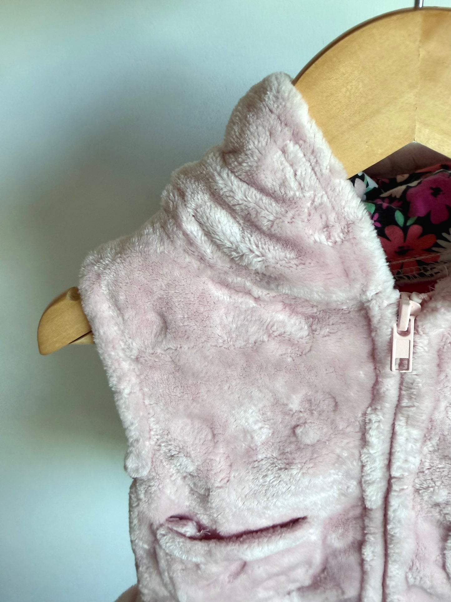 Pink Fuzzy Hooded Vest / 2T