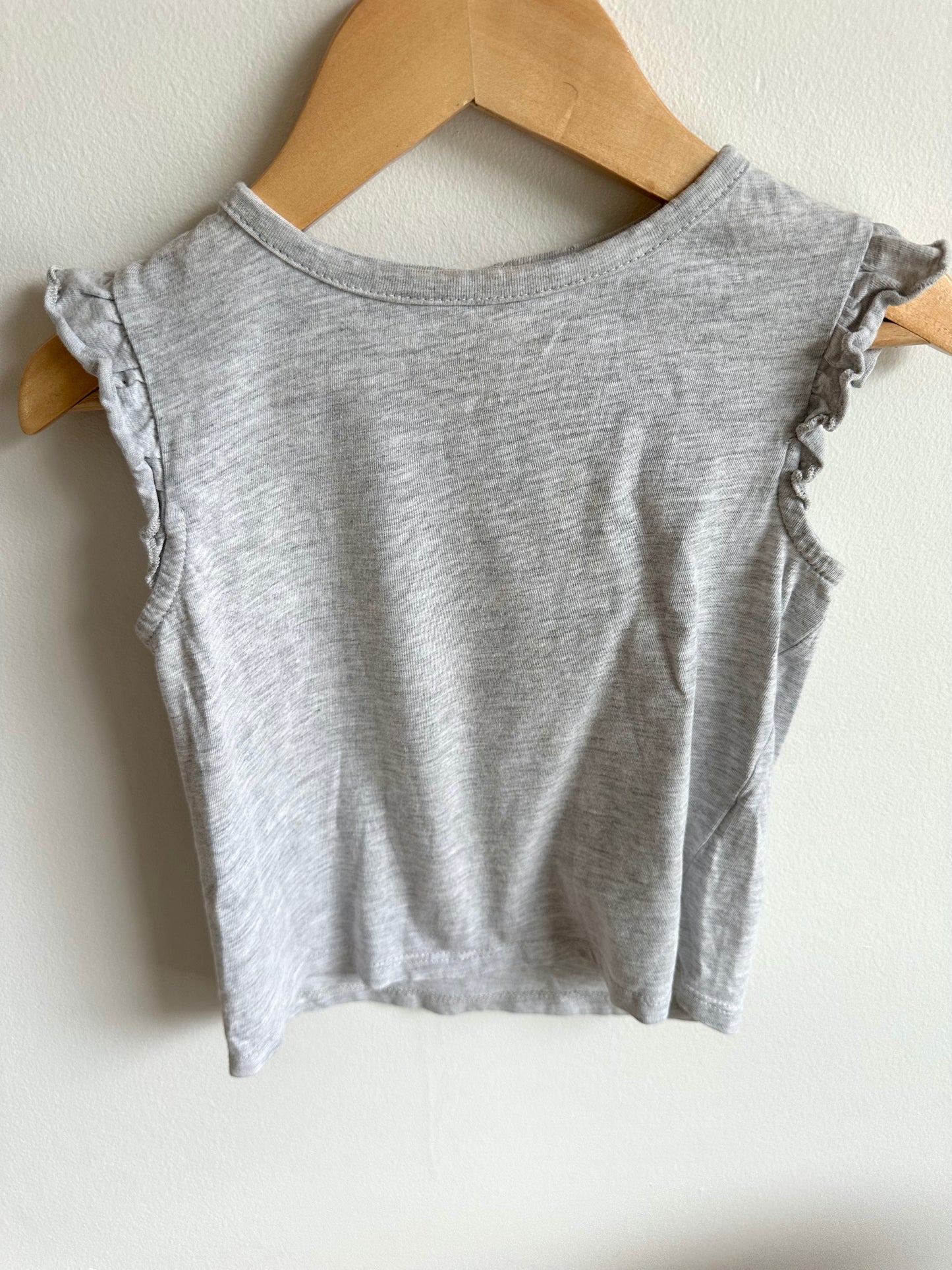 Grey Top with Sleeve Ruffles / 4T