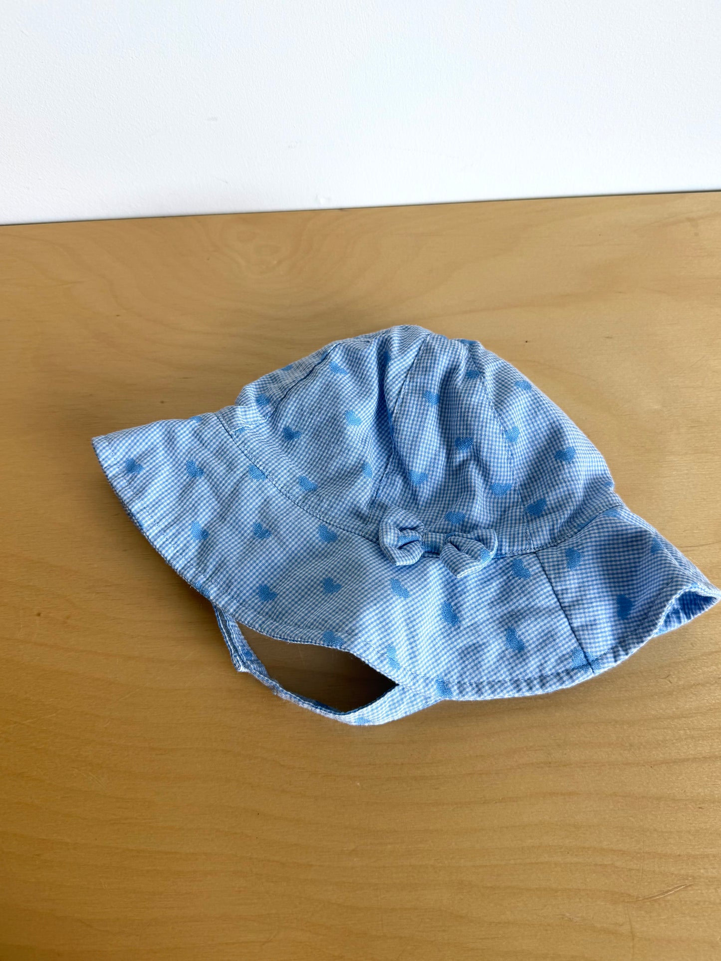 Blue Heart Bow Sunhat / 6-12m