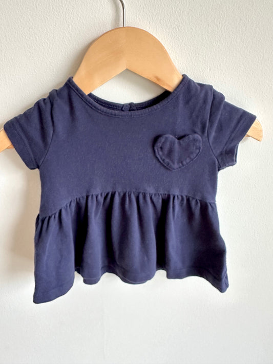 Navy Heart Pocket Top / 6-12m