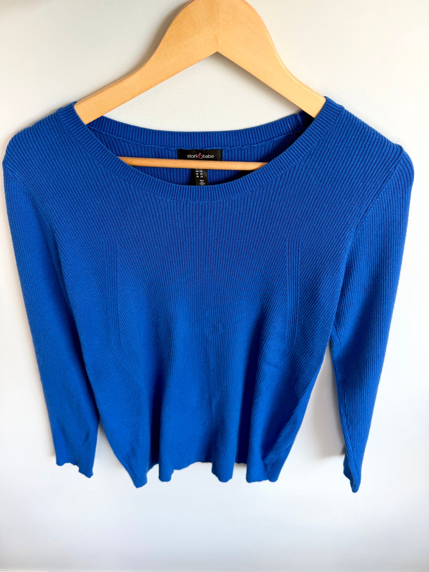 Blue Ribbed Knit Maternity Long Sleeve (PLAY)/ L