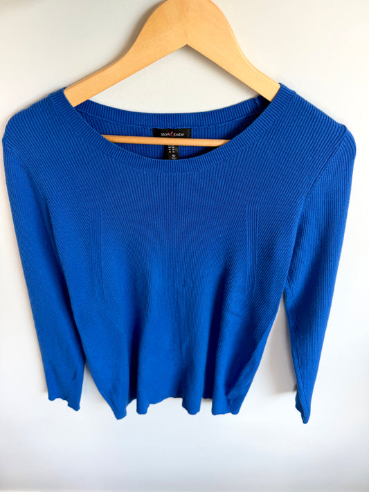 Blue Ribbed Knit Maternity Long Sleeve (PLAY)/ L