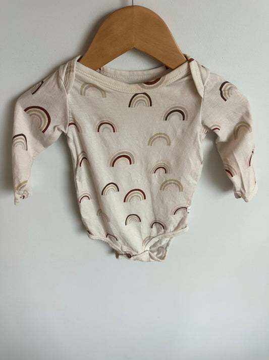LouLou Lollipop Cream Organic Rainbow Bodysuit / 0-3m