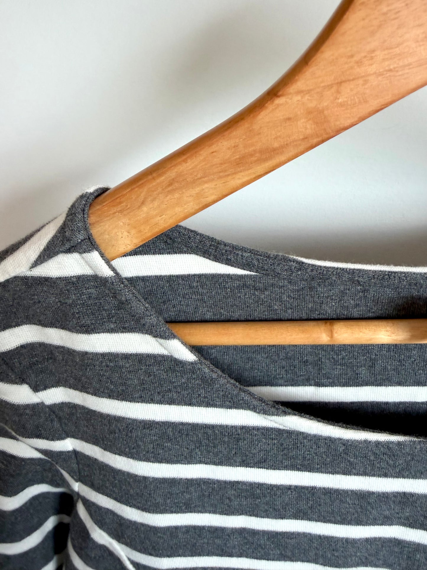 Grey + White Striped Maternity Dress / M