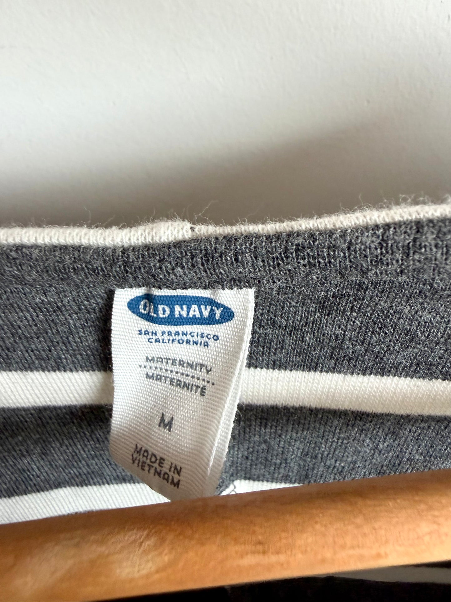 Grey + White Striped Maternity Dress / M