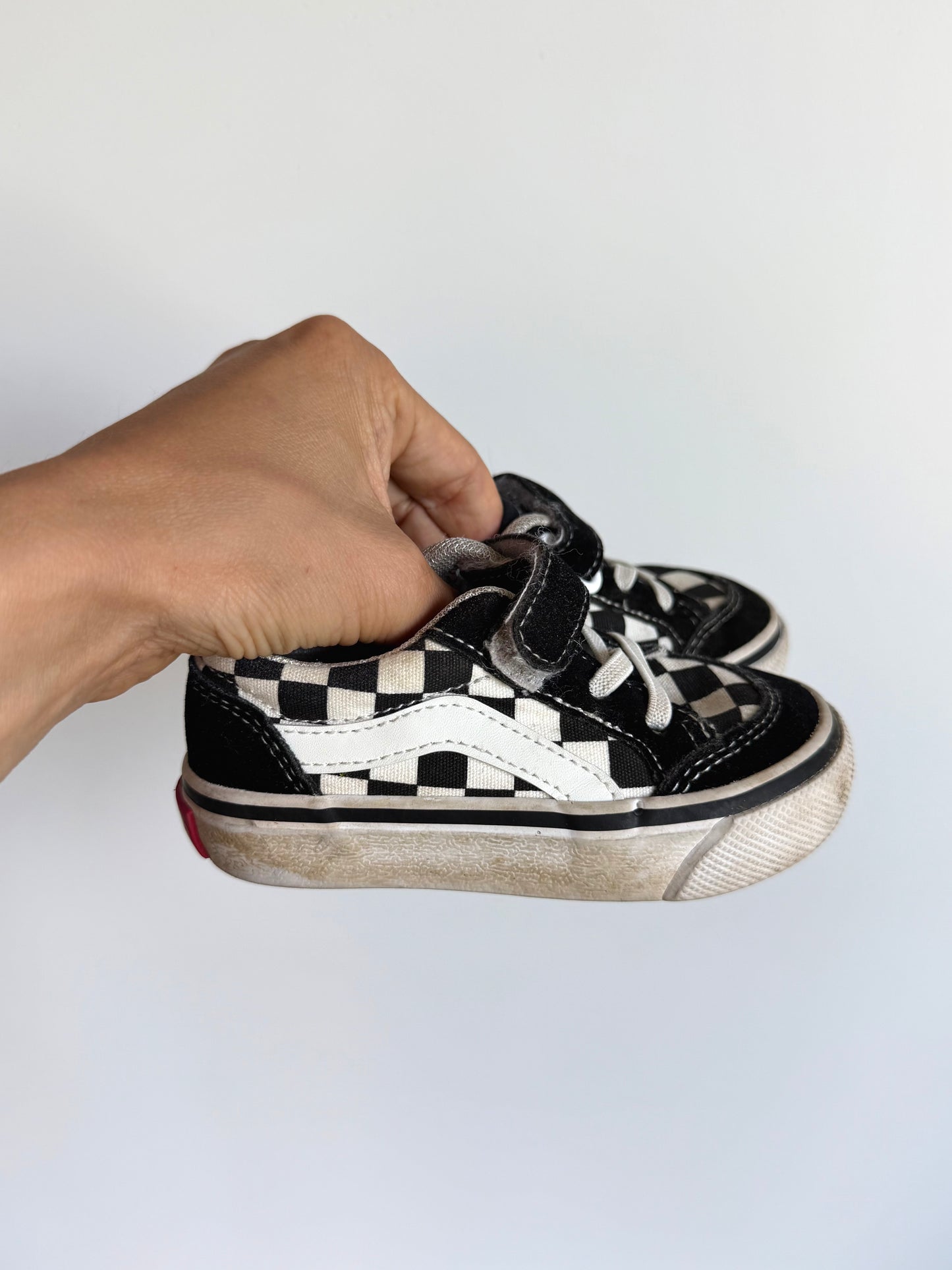 Black Checkered Velcro Shoes / Size 6 toddler