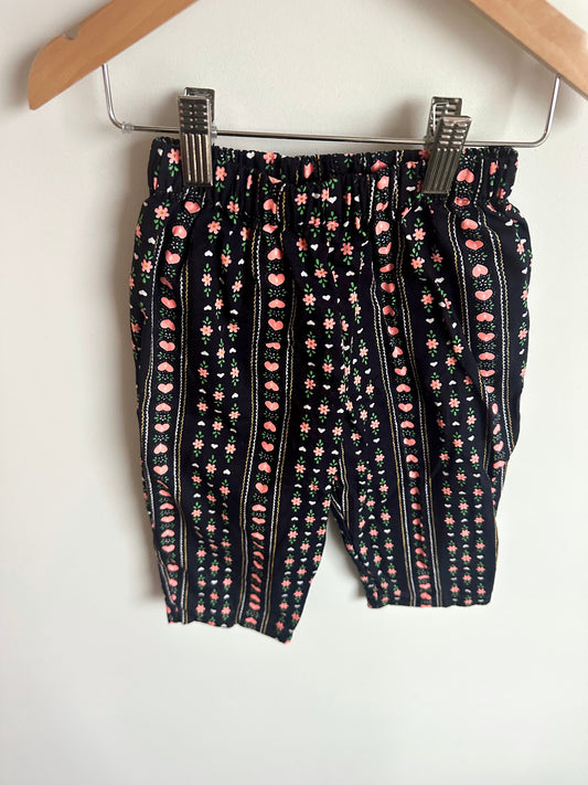 Black Floral Heart Pants / 18-24m?