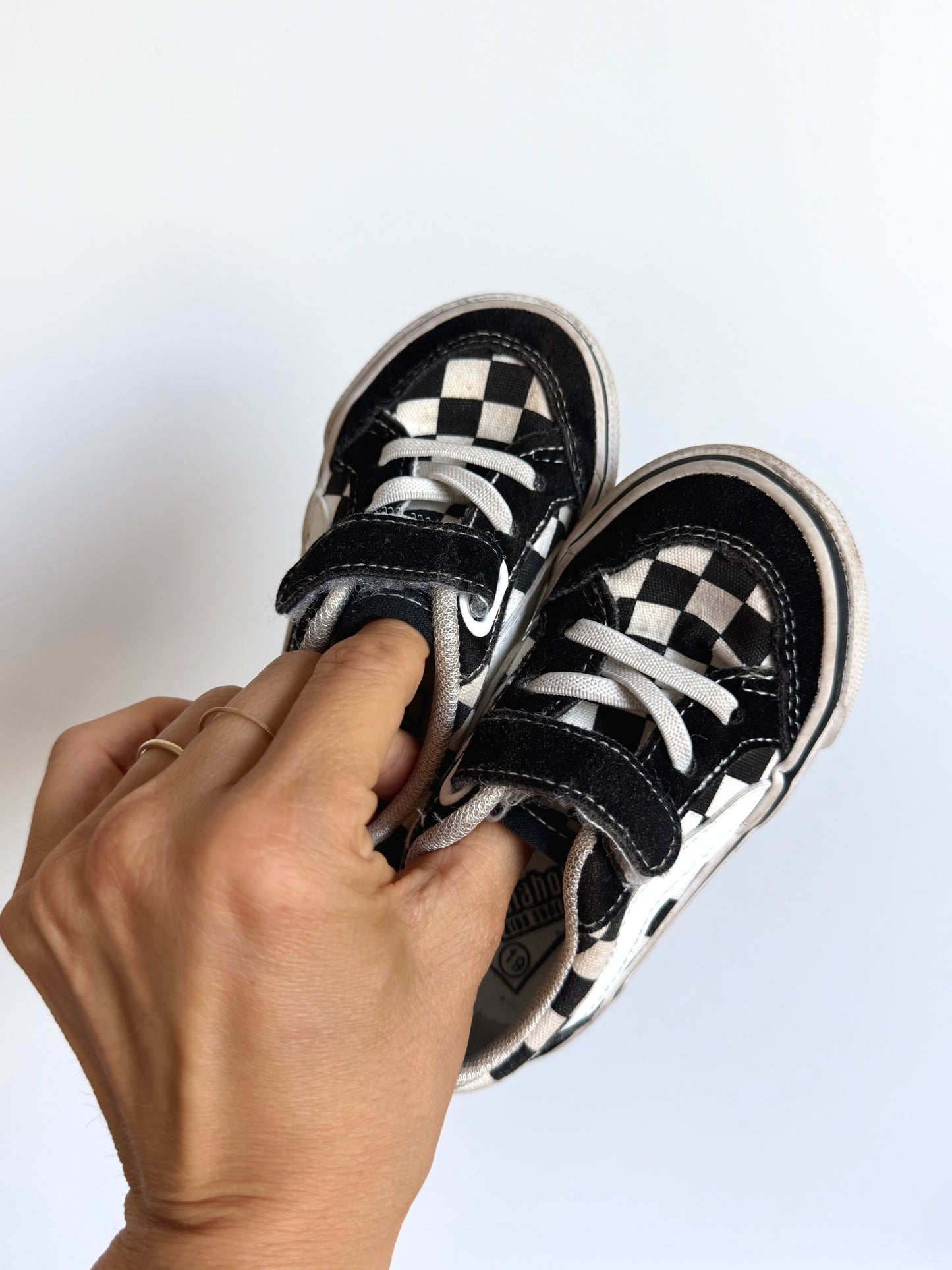 Black Checkered Velcro Shoes / Size 6 toddler
