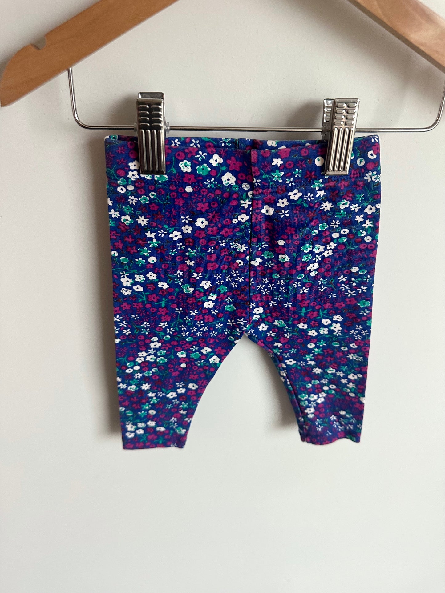 Indigo Floral Leggings / 3-6m