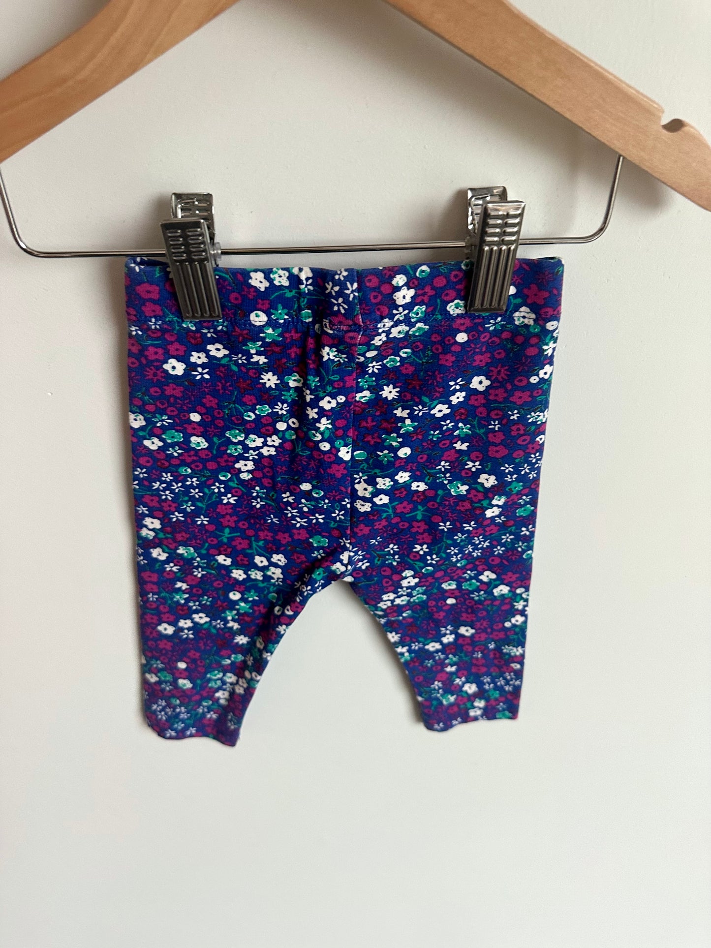 Indigo Floral Leggings / 3-6m