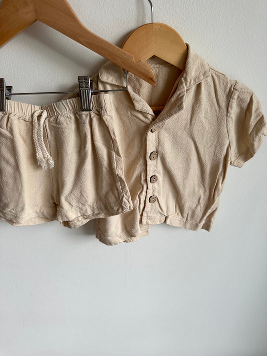 Linen 2 Piece Short + Top Set / 12-18m