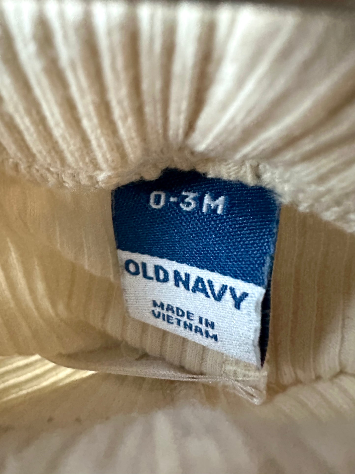 Cream Ribbed Leggings / 0-3m