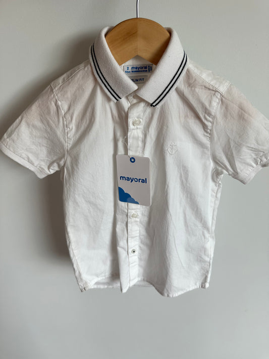 Mayoral White Collared Tee (With Tags) / 2T