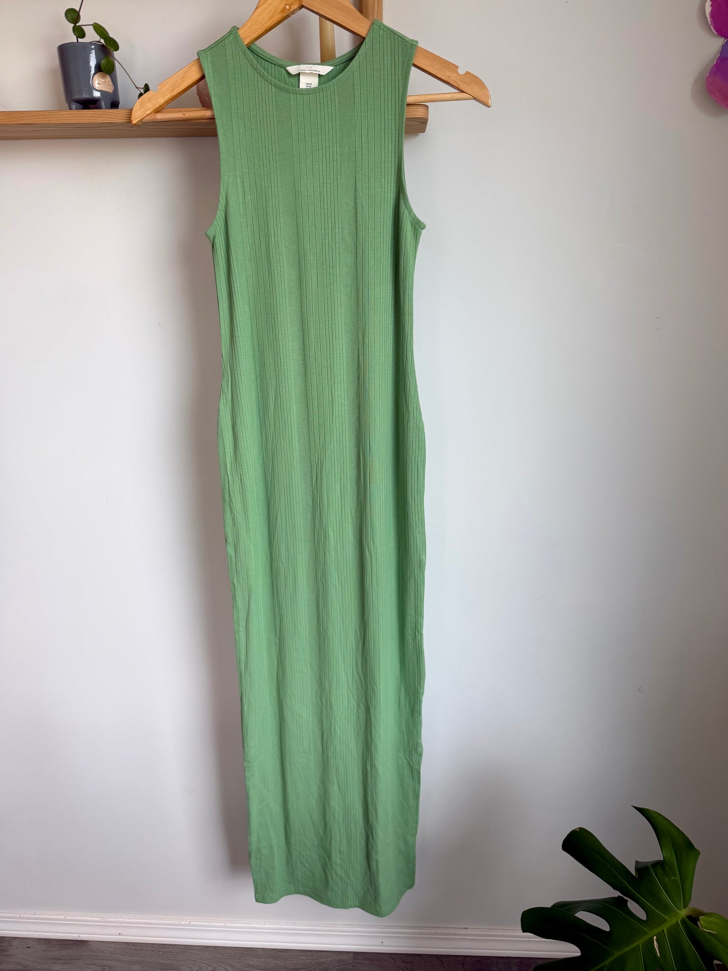 H&M Green Ribbed Viscose Maternity Dress (With Tags) / XS