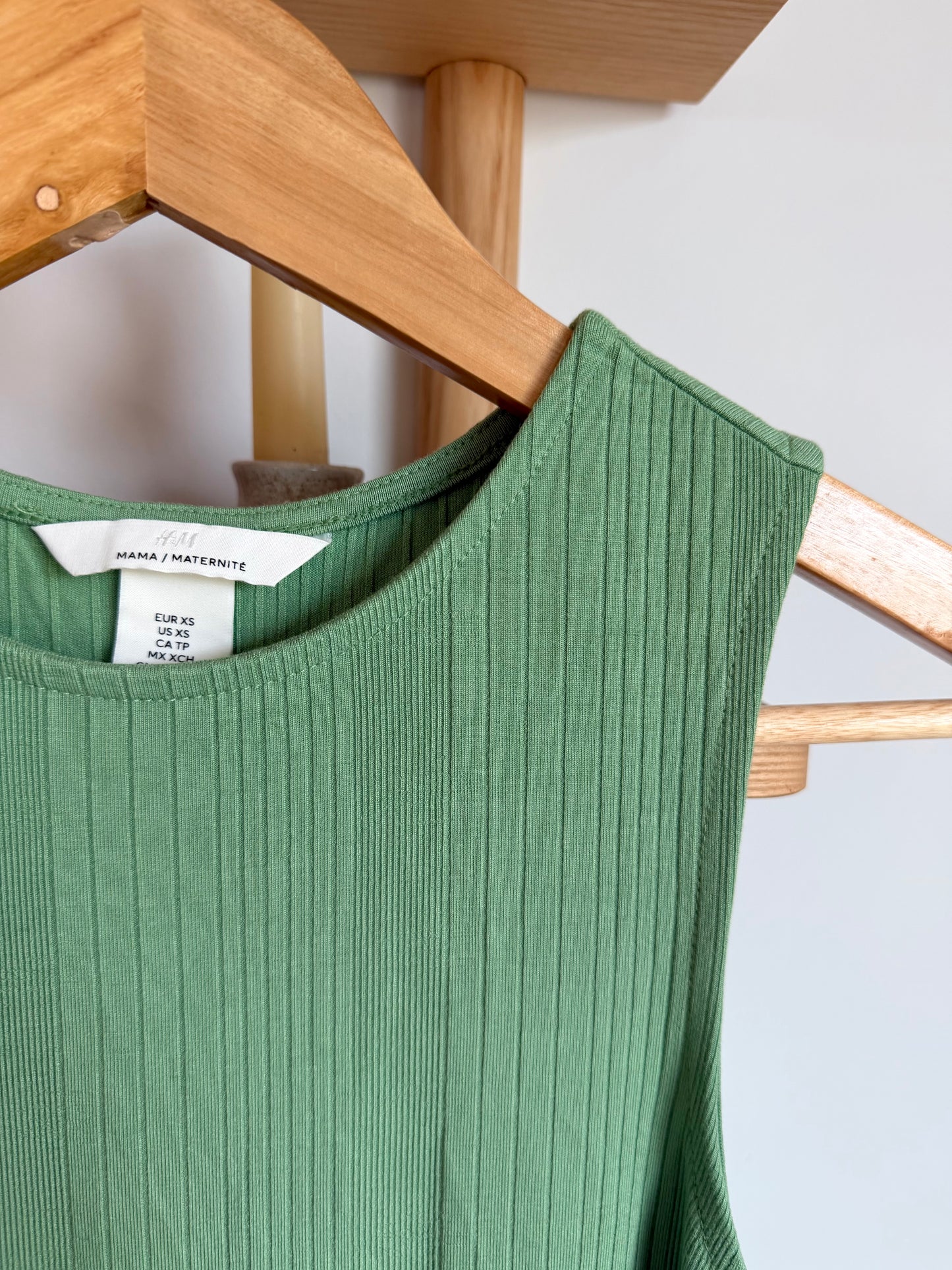 H&M Green Ribbed Viscose Maternity Dress (With Tags) / XS