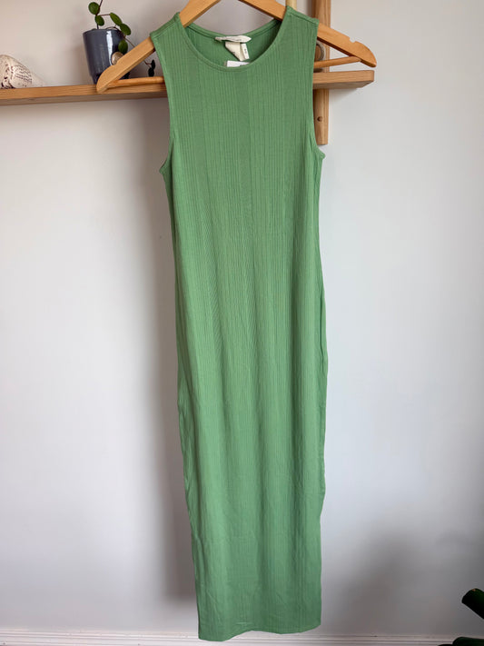 H&M Green Ribbed Viscose Maternity Dress (With Tags) / XS