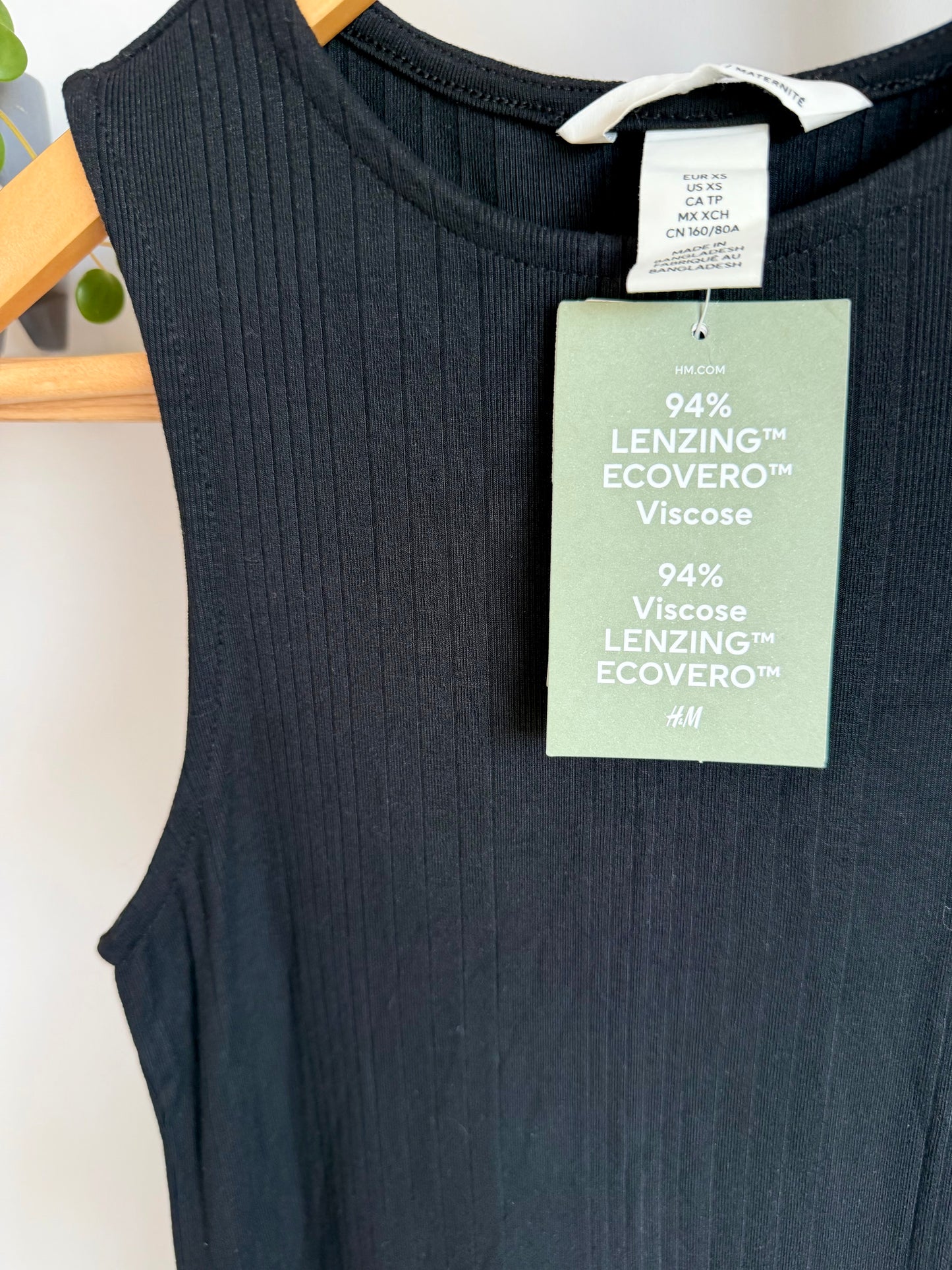 H&M Black Ribbed Viscose Maternity Dress (With Tags) / XS