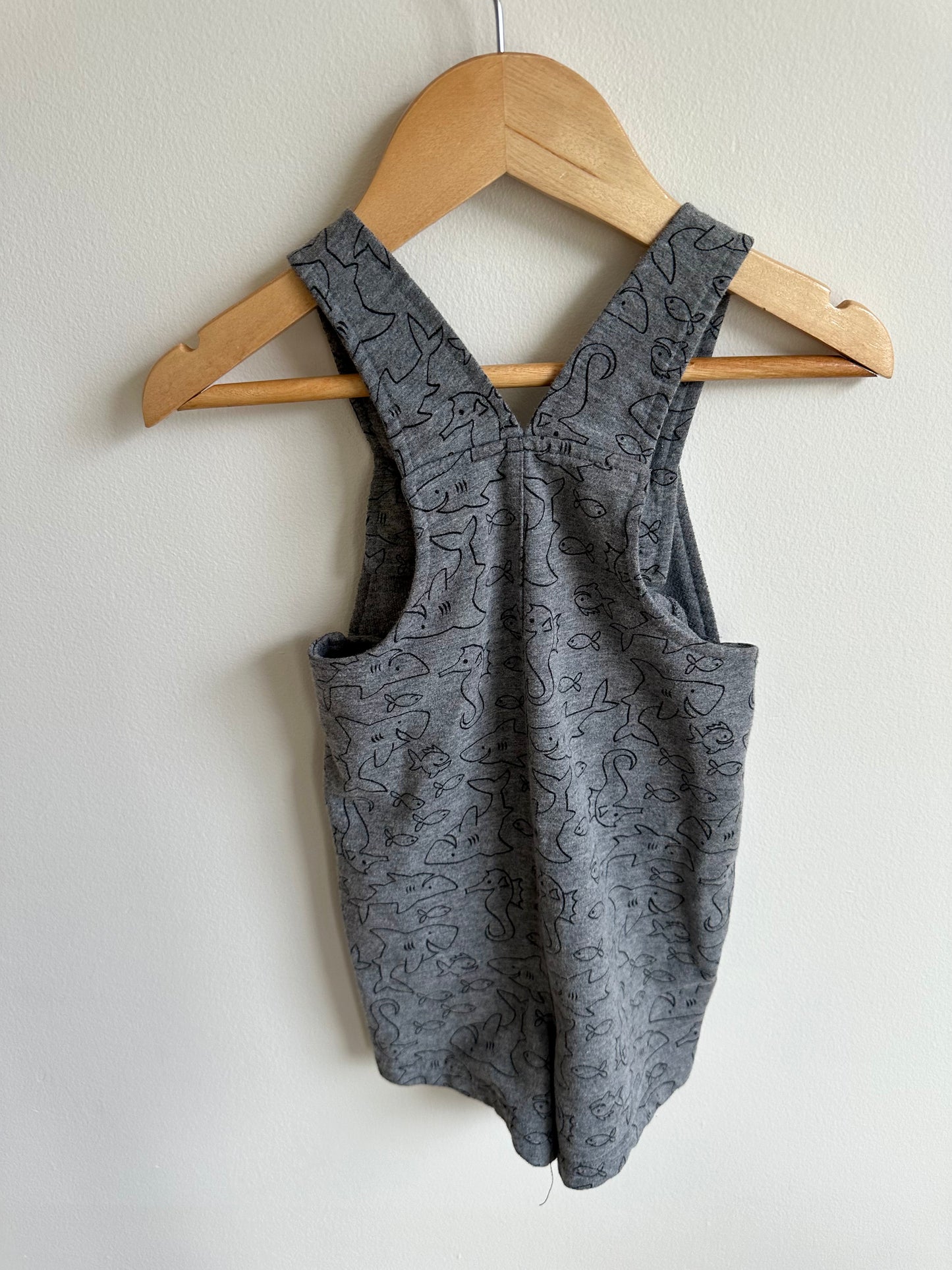 Grey Blue Shark Short Overalls / 18m